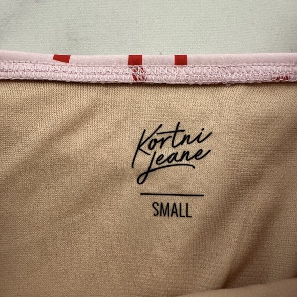 Kortni Jeane Womens Ruffle Around Tankini Top Size S New Pink Red Geometric Swim - Picture 4 of 8